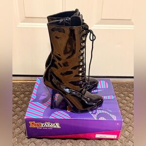 Funtasma Shiny Black Lace-Up Boots